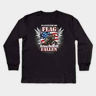 'We Stand For The Flag, We Kneel For The Fallen' Kids Long Sleeve T-Shirt